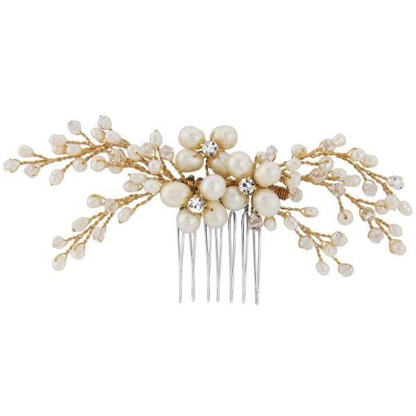 Nita pearl gold hair comb