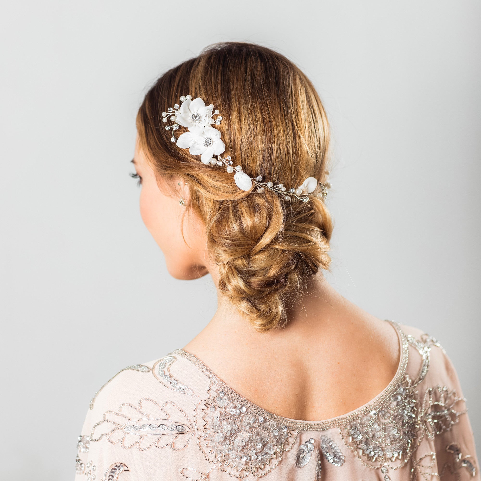 Anais crystal silver floral hairvine