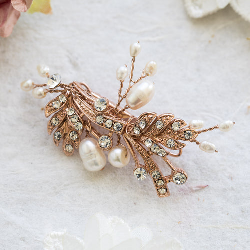 Aurélie rose gold crystal hair clip