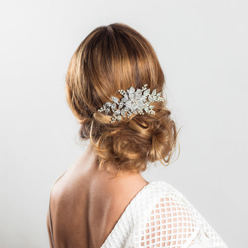 Bobbie silver crystal hairpiece