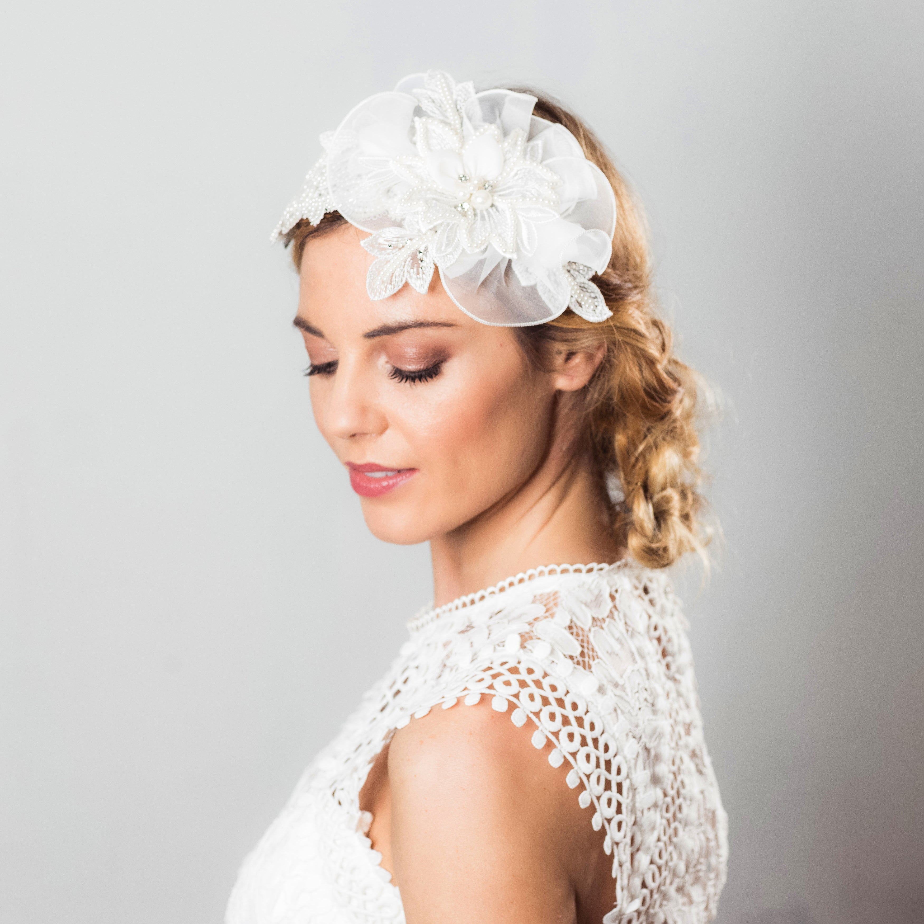 Briana silk flower hairpiece