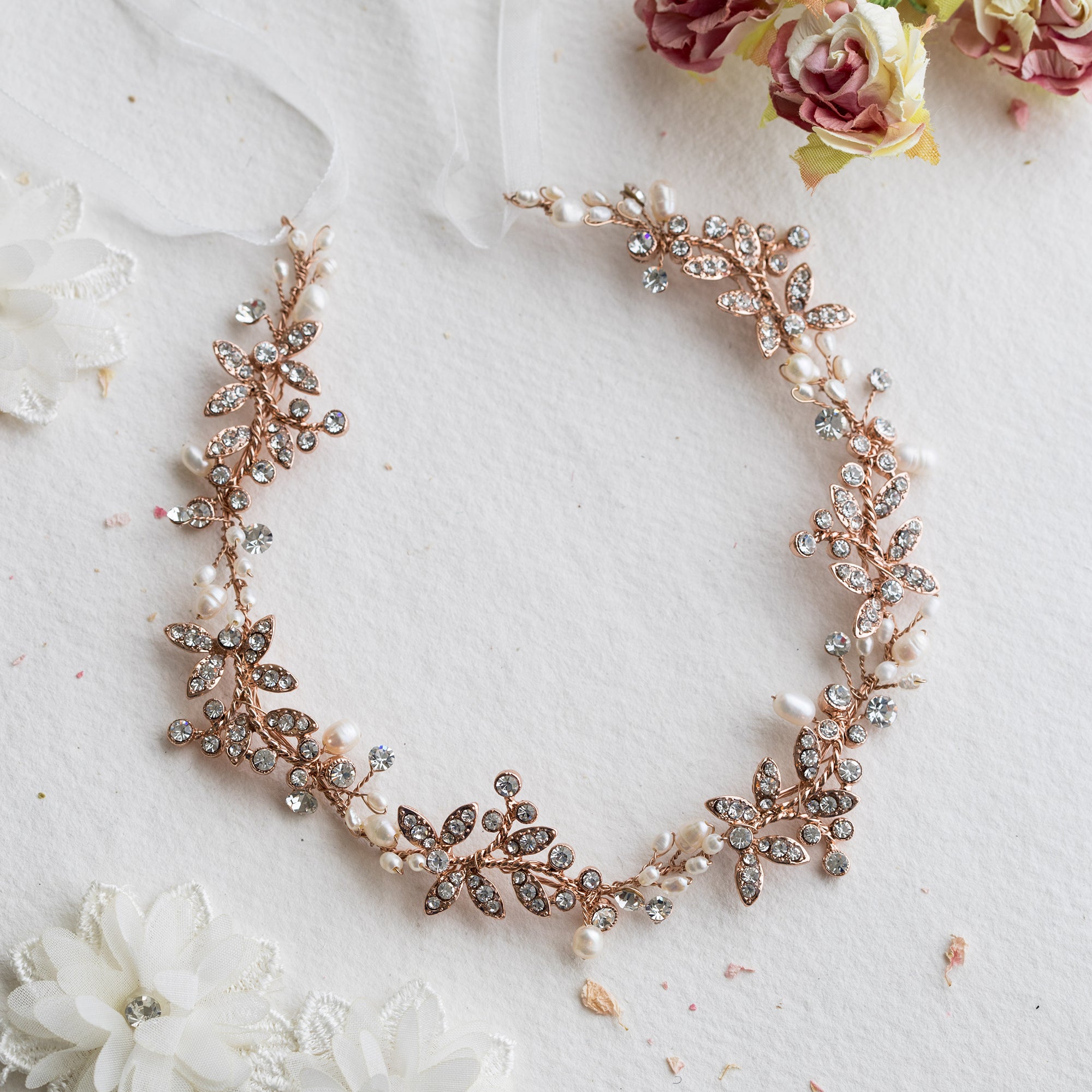 Camille crystal and gold hairvine