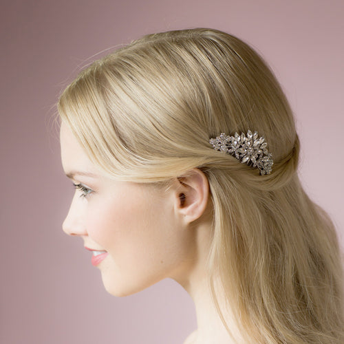 Bette silver crystal hair comb