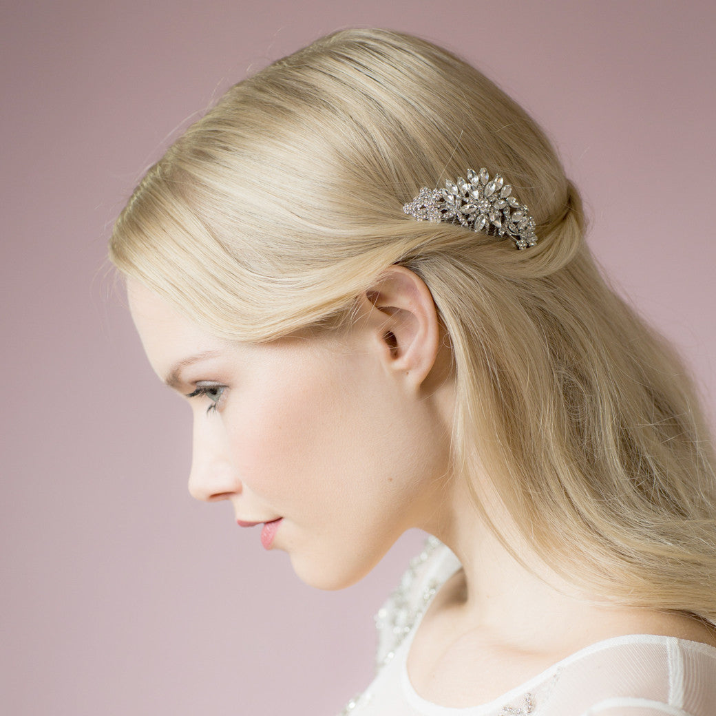 Bette silver crystal hair comb