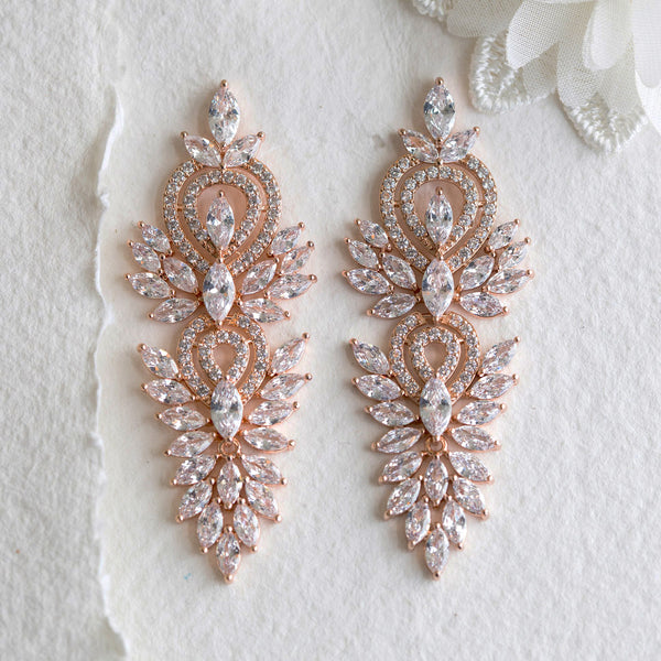 Fara crystal statement rose gold earrings Lola and Alice