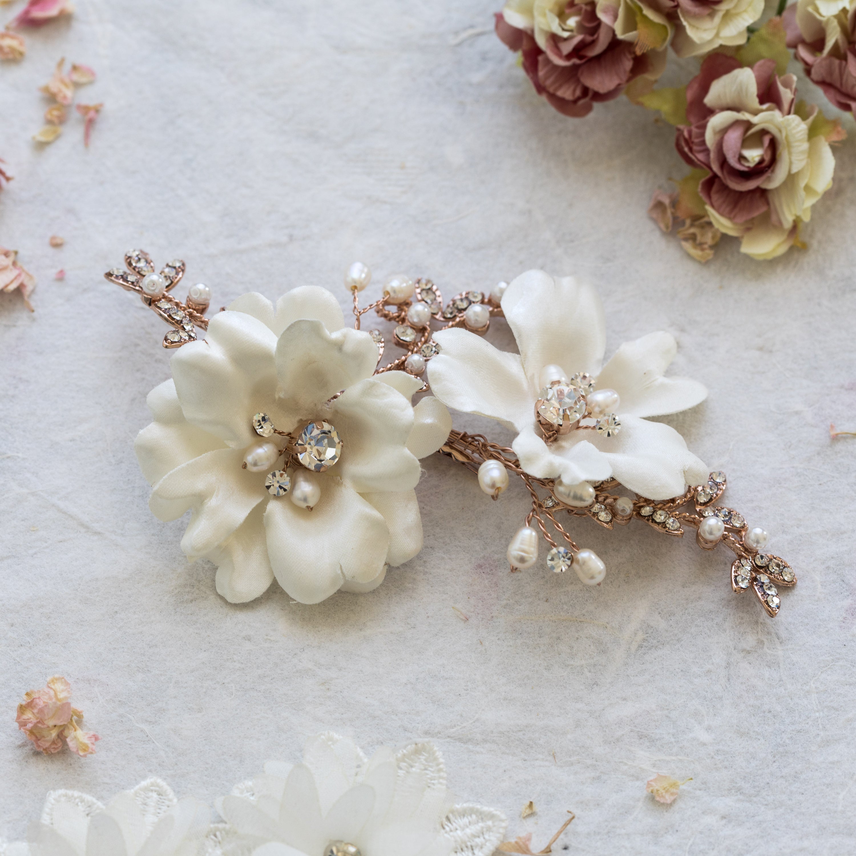 Faye rose gold and crystal hairpiece