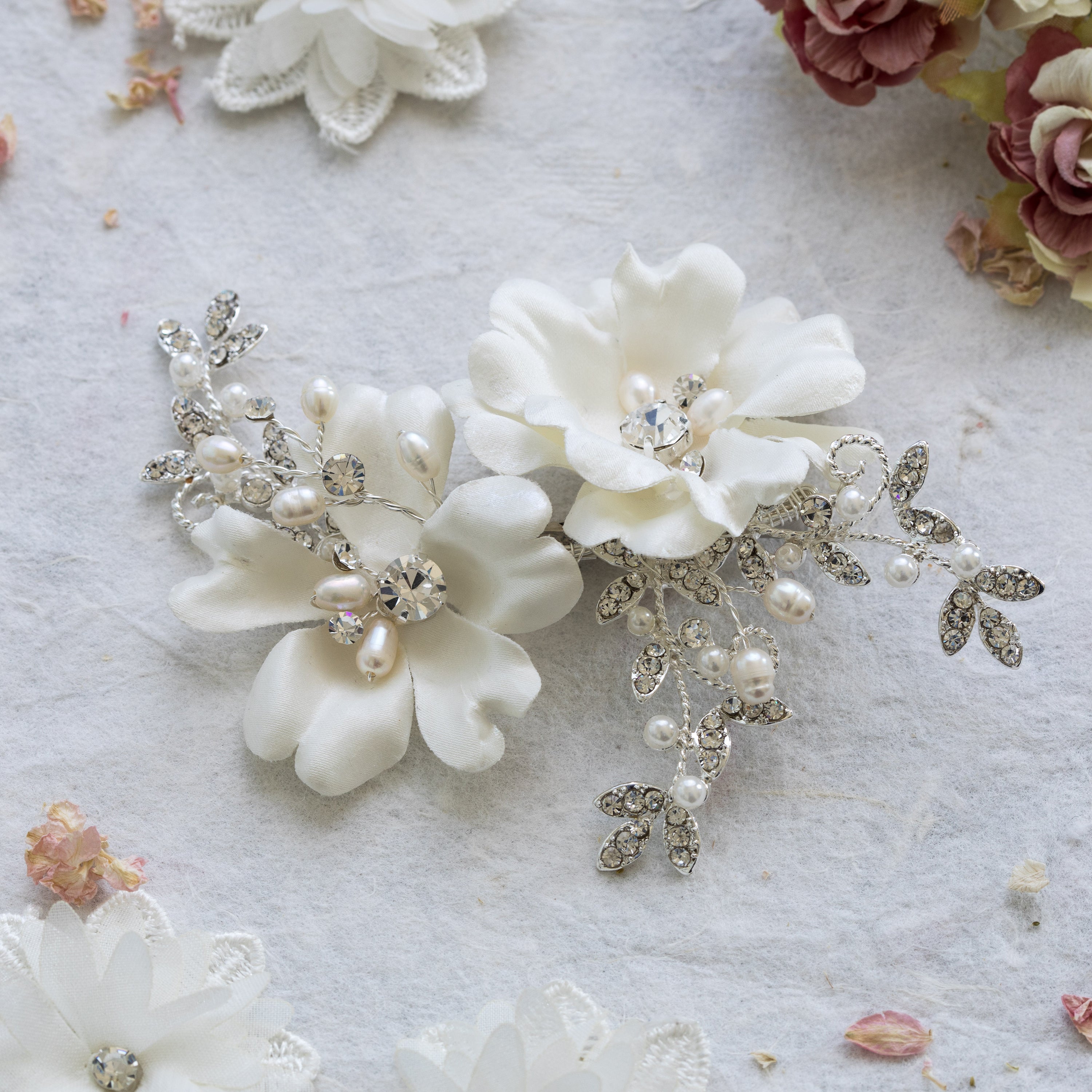 Faye silver and crystal hairpiece