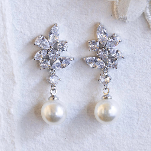 Gwendolyn crystal and pearl earrings