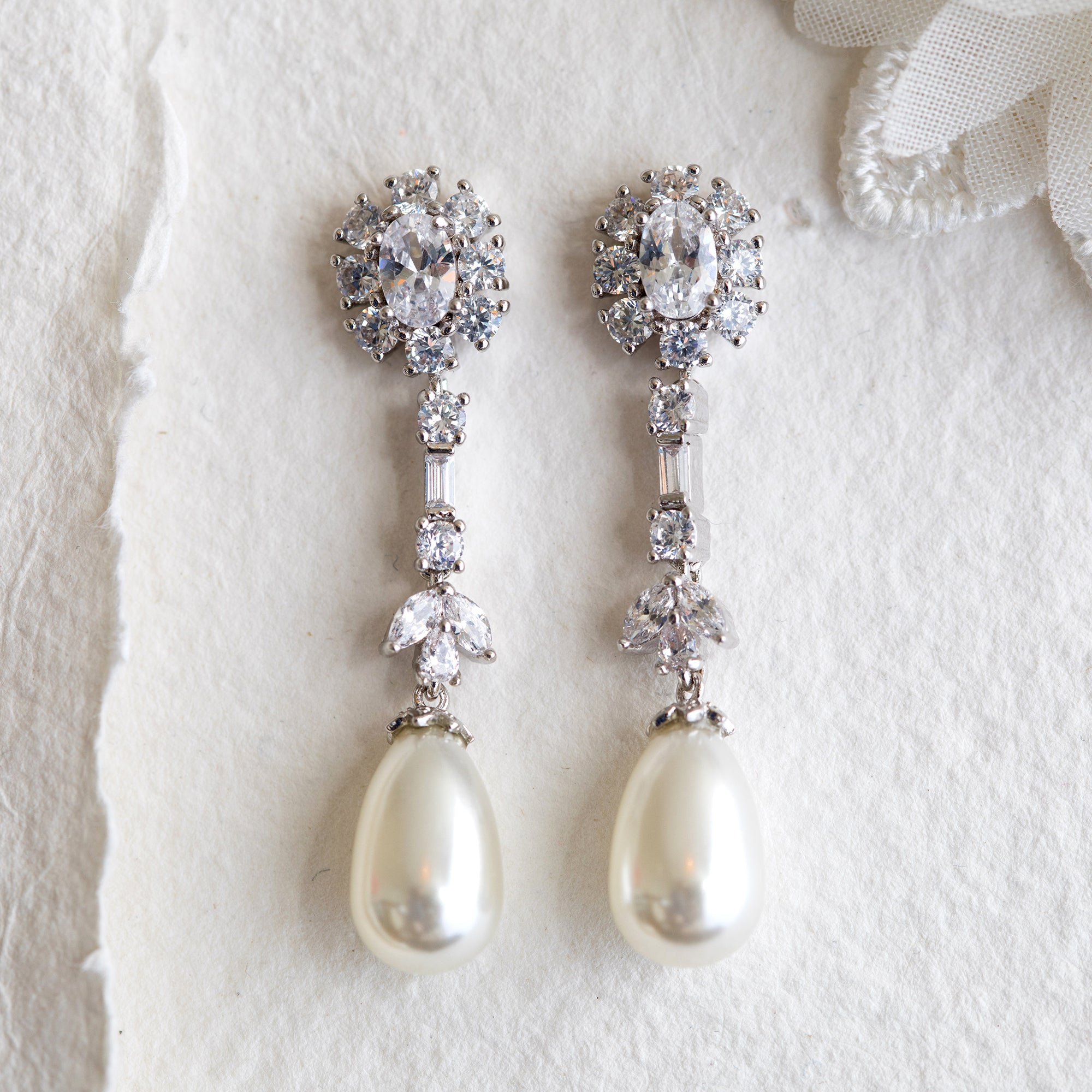 Jonty crystal and pearl drop earrings
