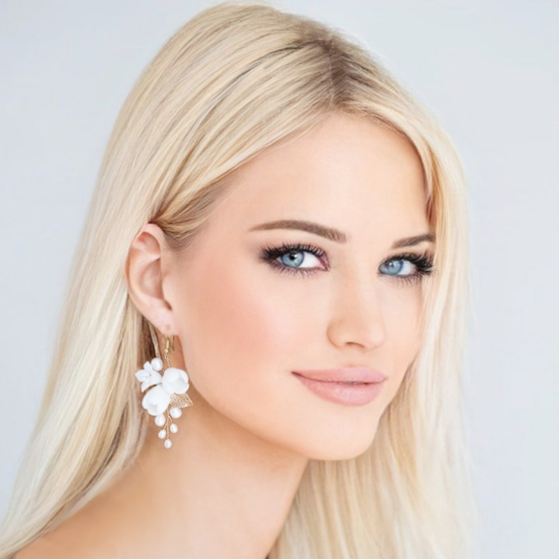 Jonty clay flower and freshwater pearl earrings