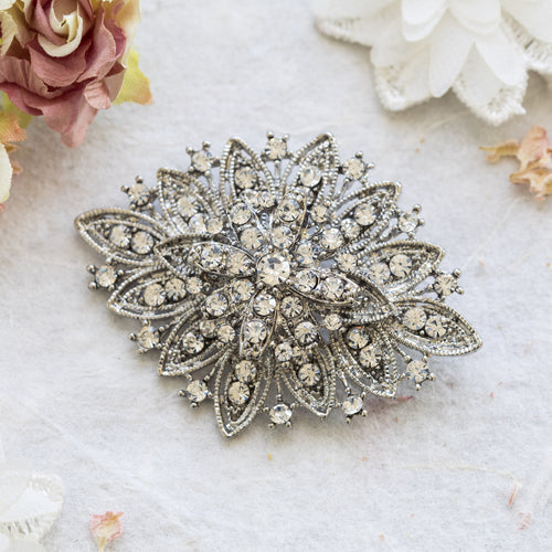 Margaux crystal silver brooch