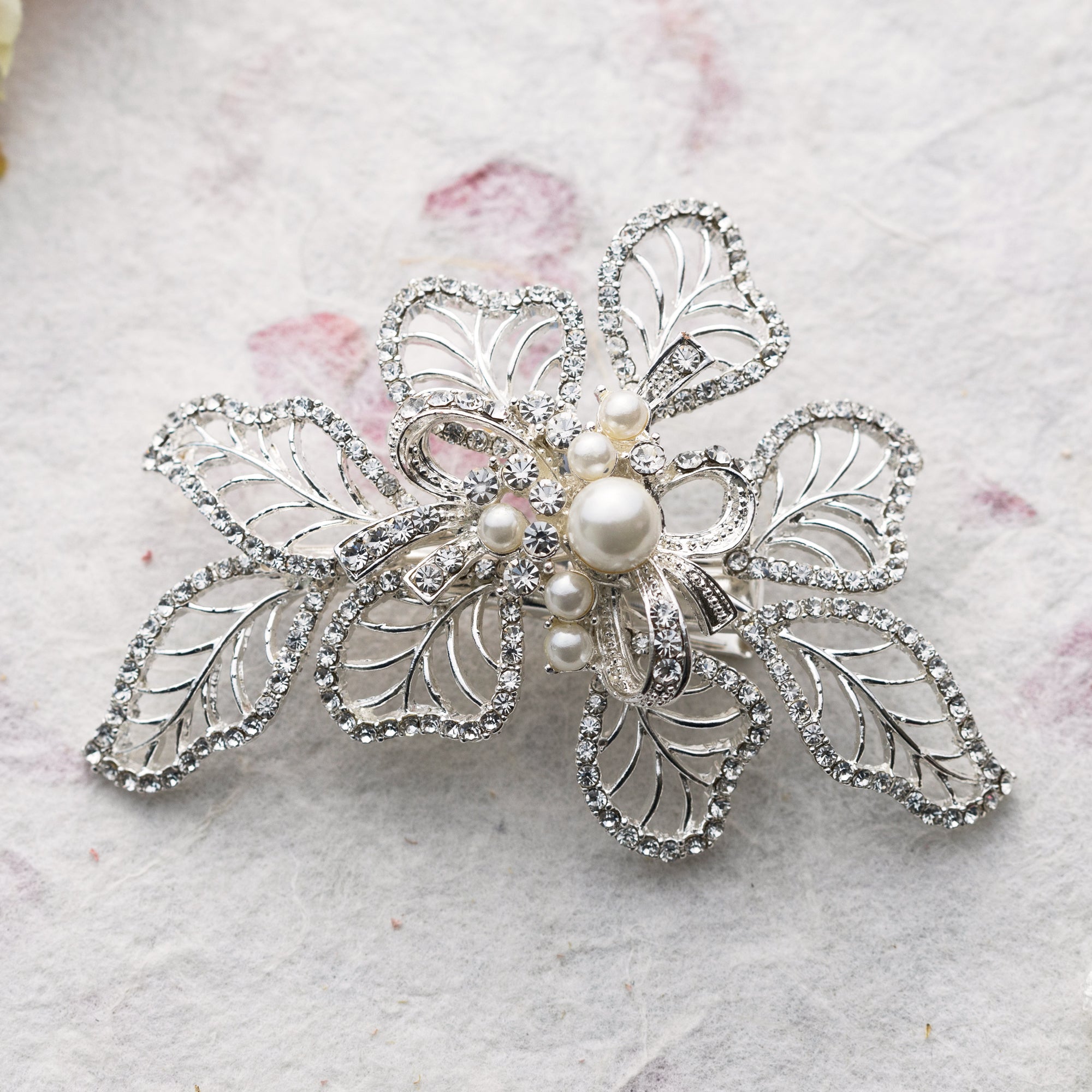 Mia pearl and crystal hair slide