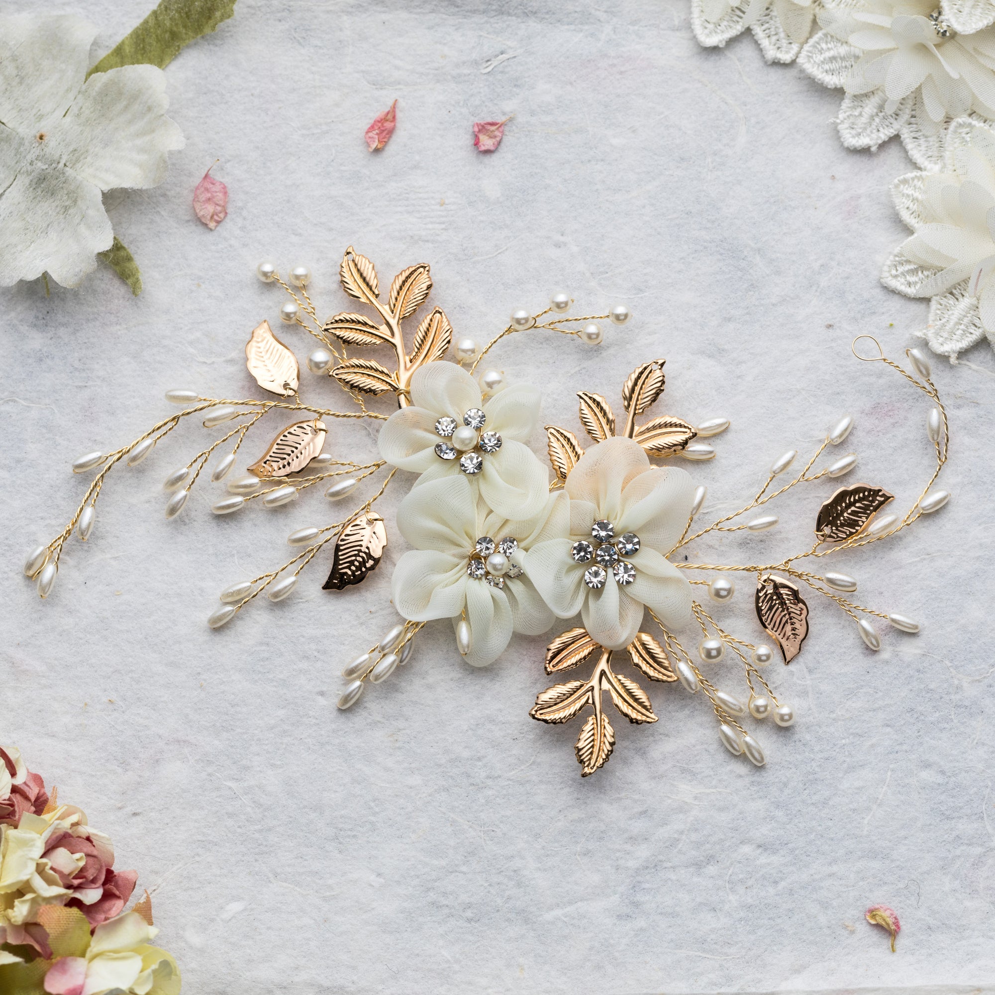 Octavia flower gold hairpiece