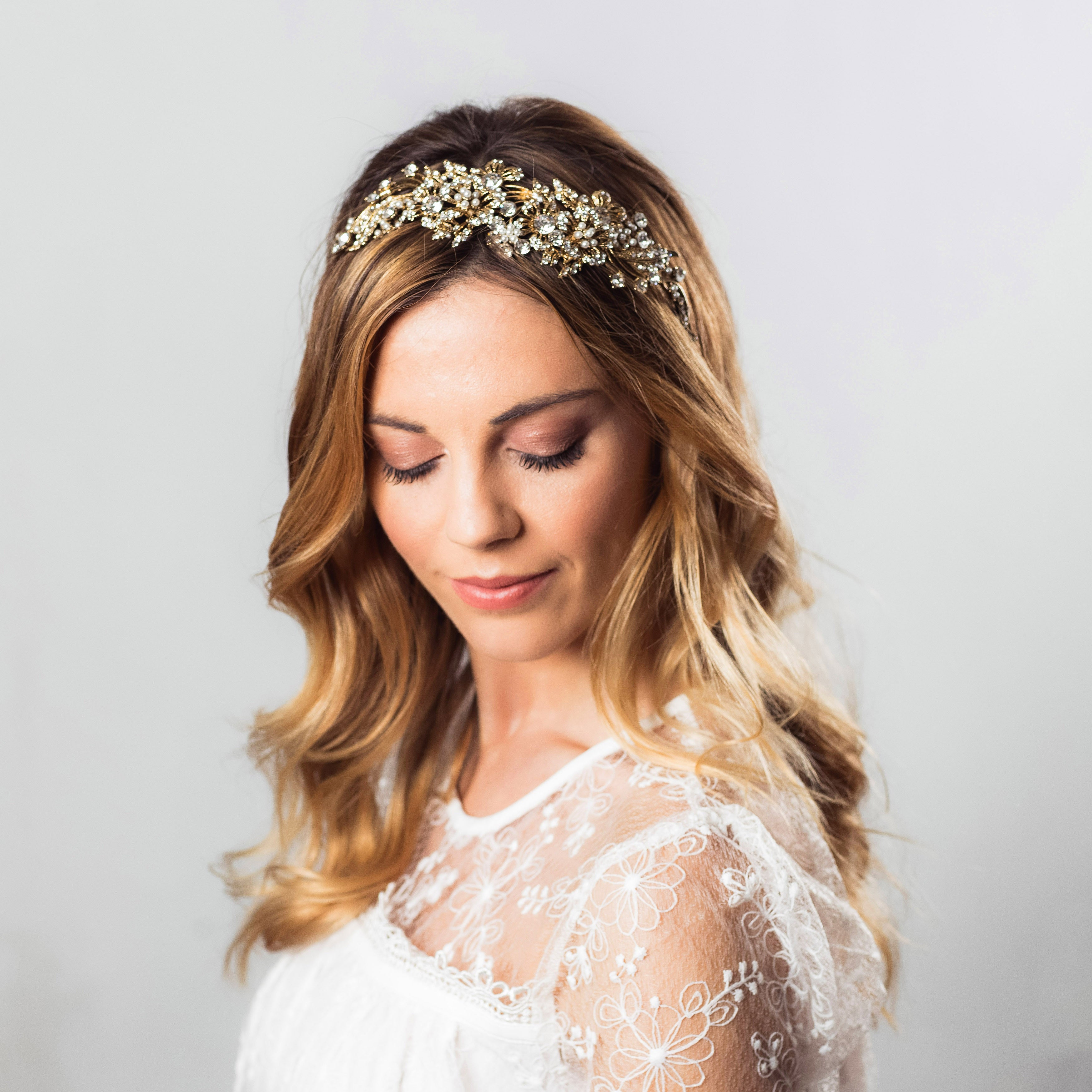 Kitty silver and crystal hairpiece