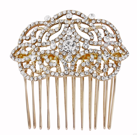 Petra crystal gold hair comb