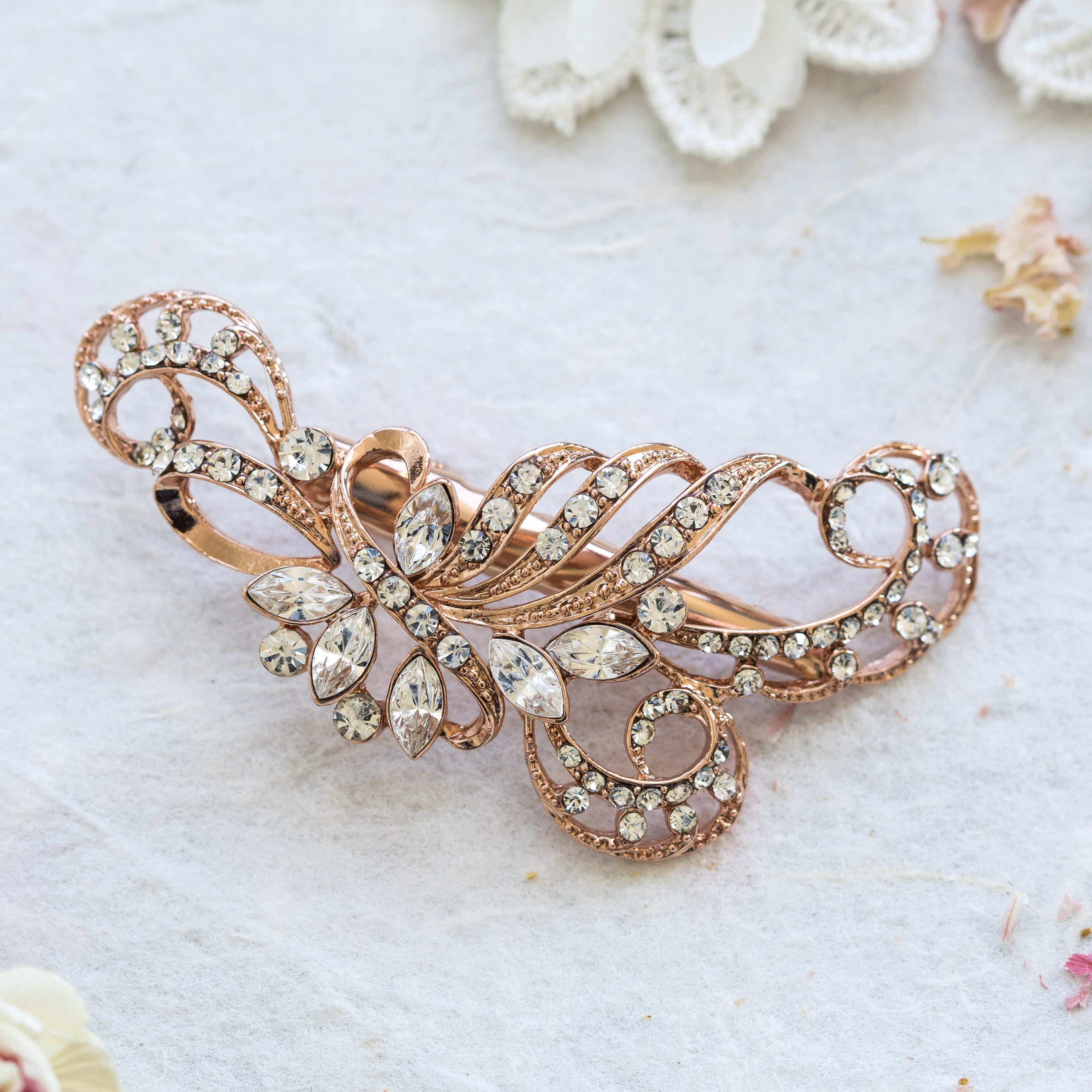 Simone rose gold crystal hair clip