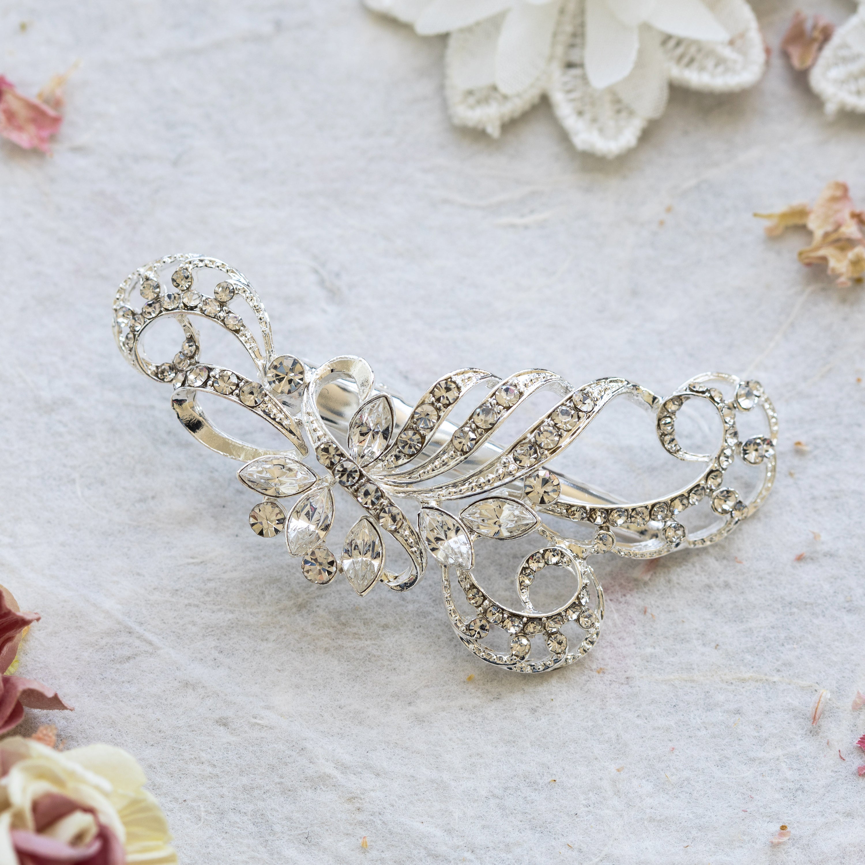 Simone silver crystal hair clip