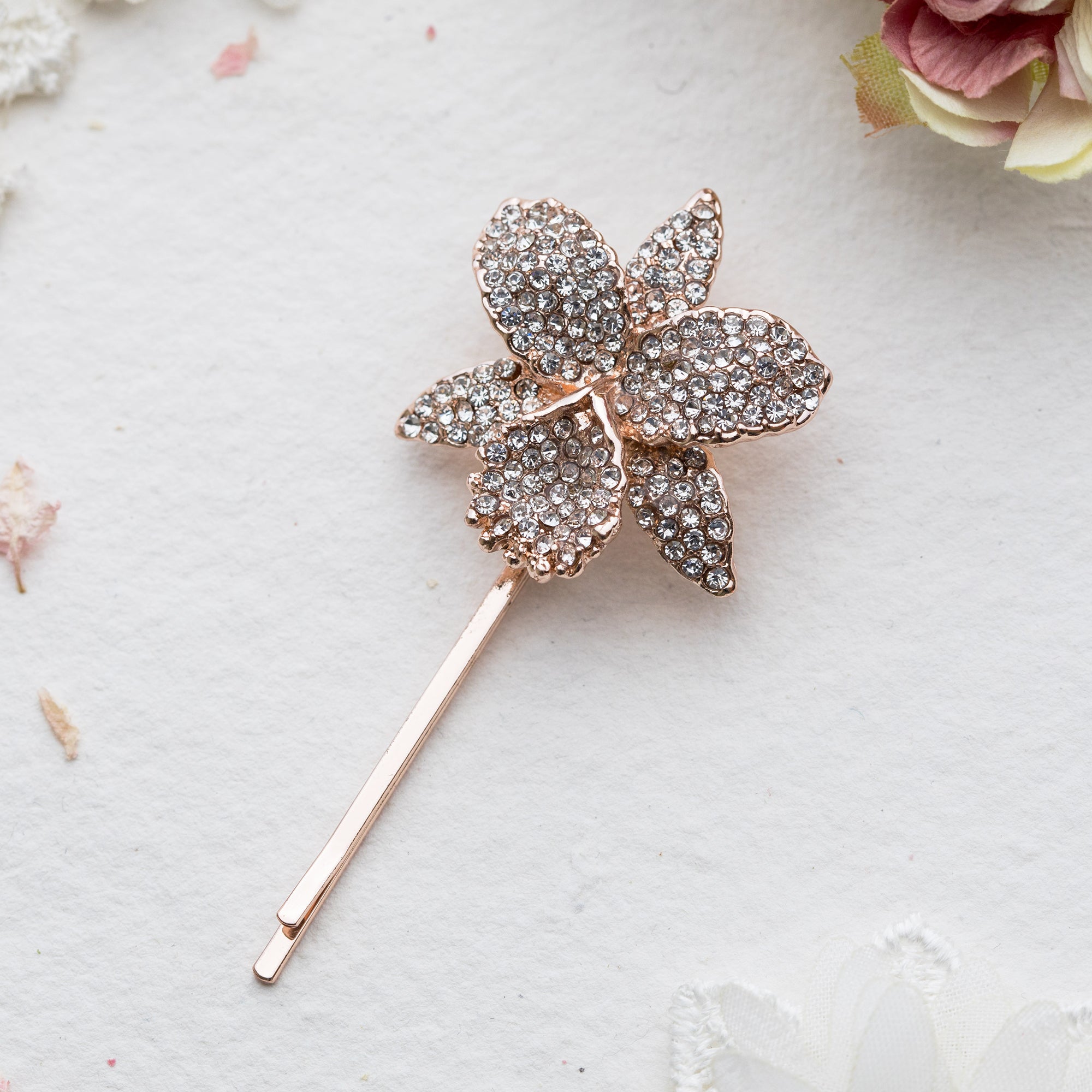Suhani crystal rose gold hair slide