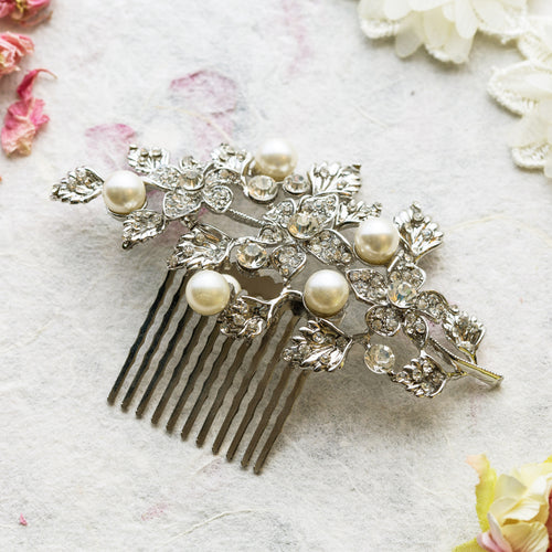 Tamsin pearl and crystal hair comb