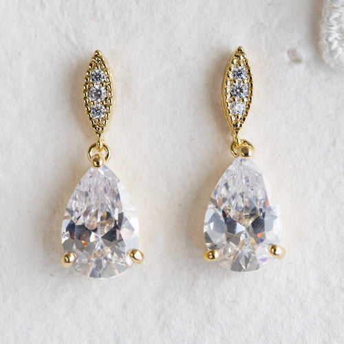 Trixie crystal gold drop earrings