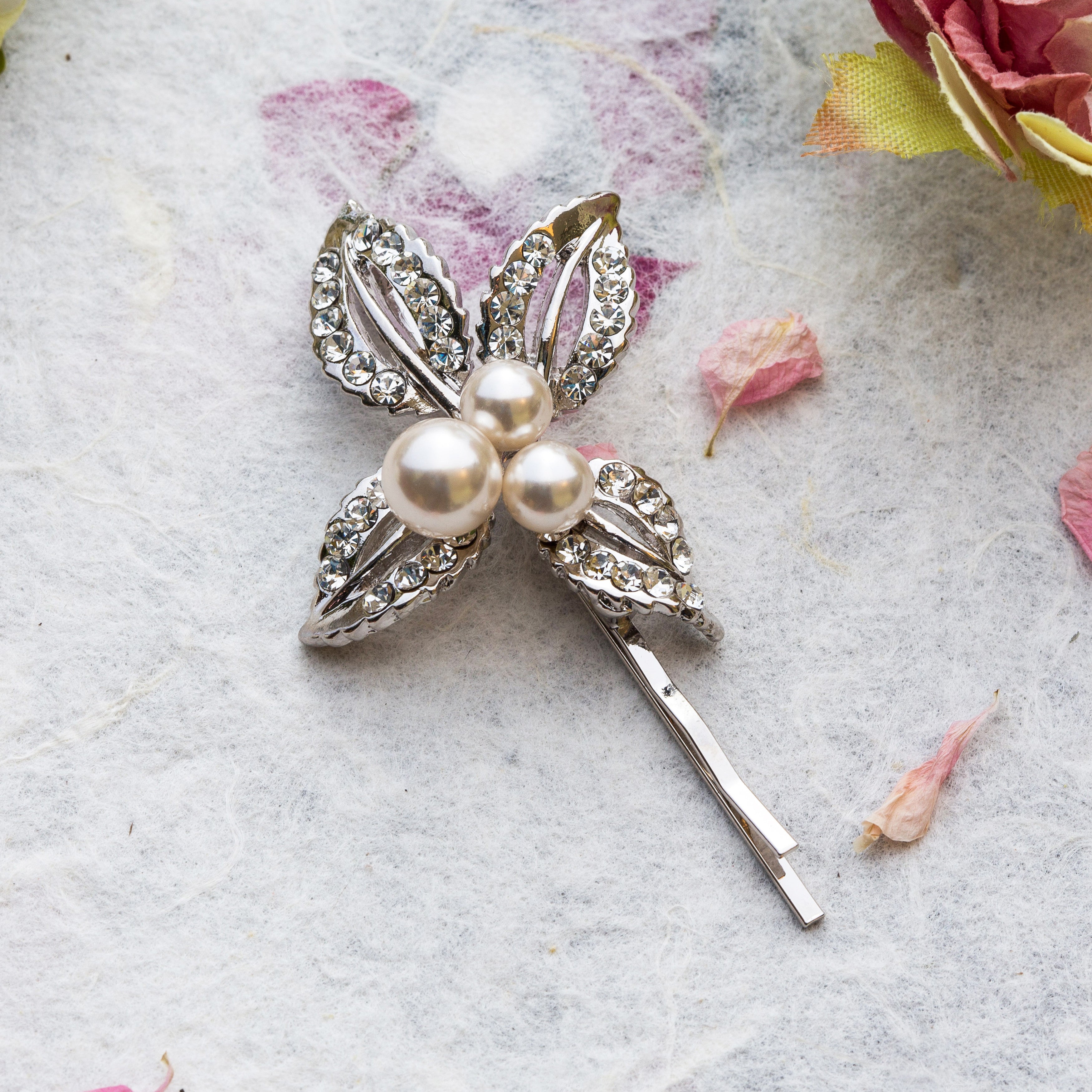 Zoe crystal silver hair slide