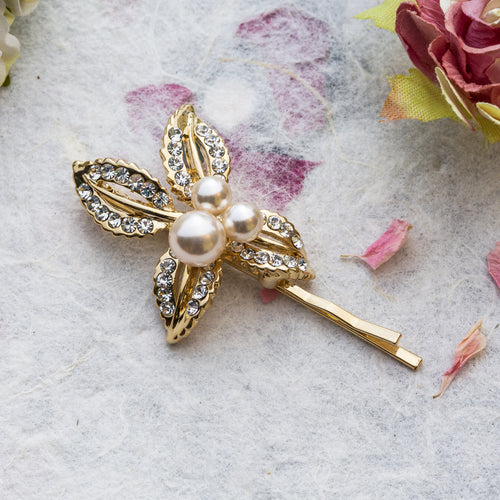 Zoe crystal gold hair slide