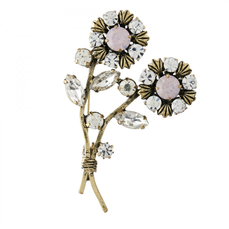 Elsie pink double flower brooch