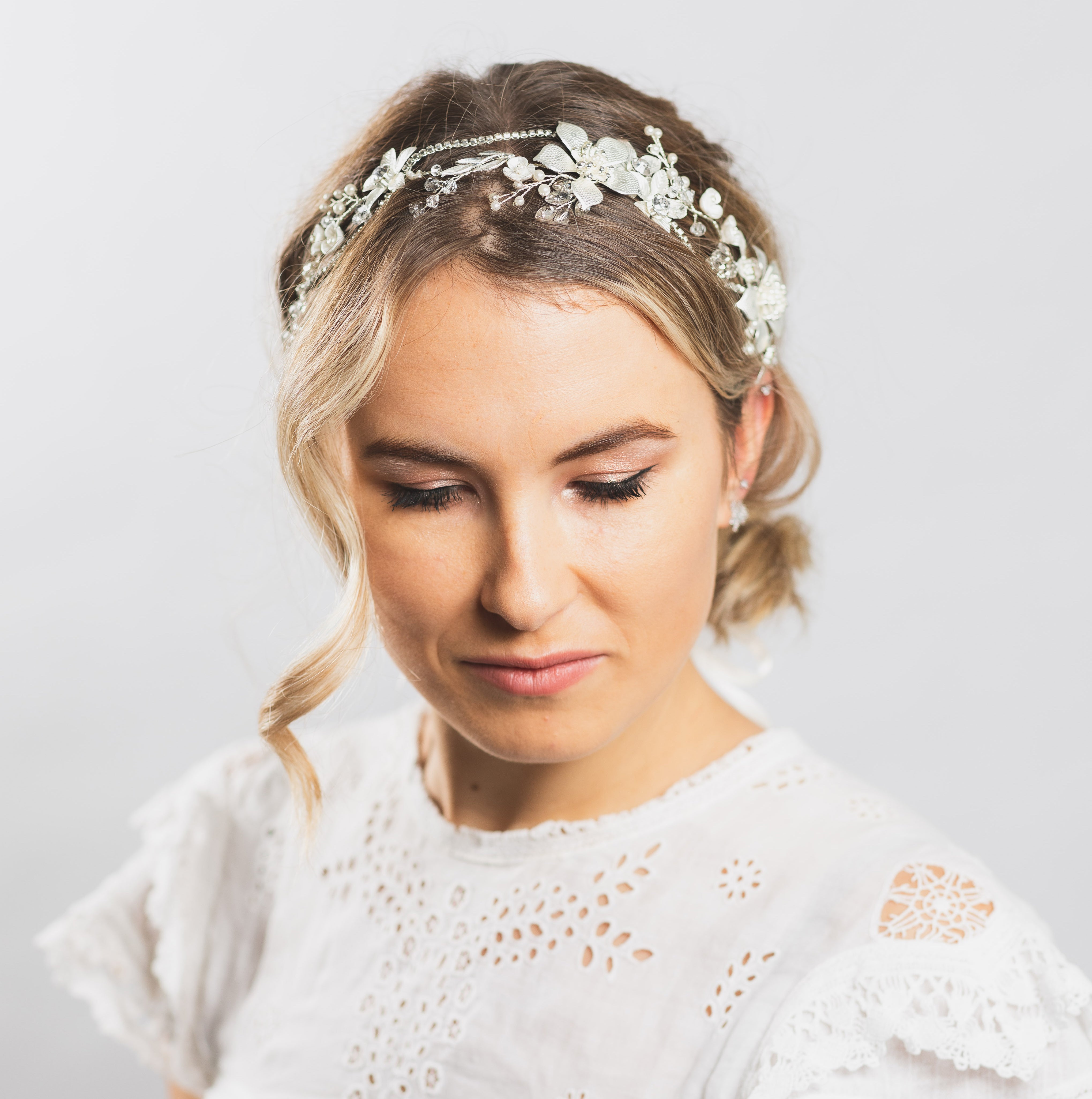 Beau crystal silver floral hairvine