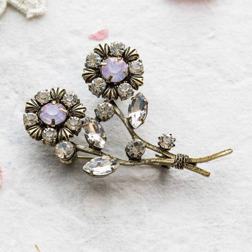 Elsie pink double flower brooch