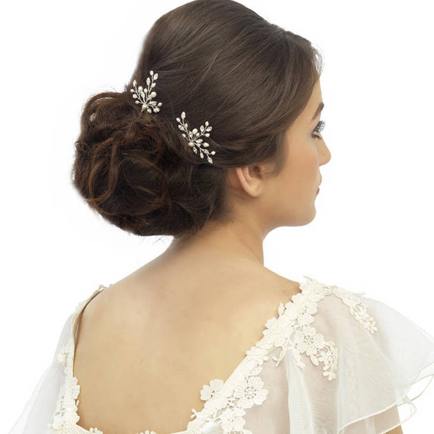 Elodie pearl and crystal gold hair pin