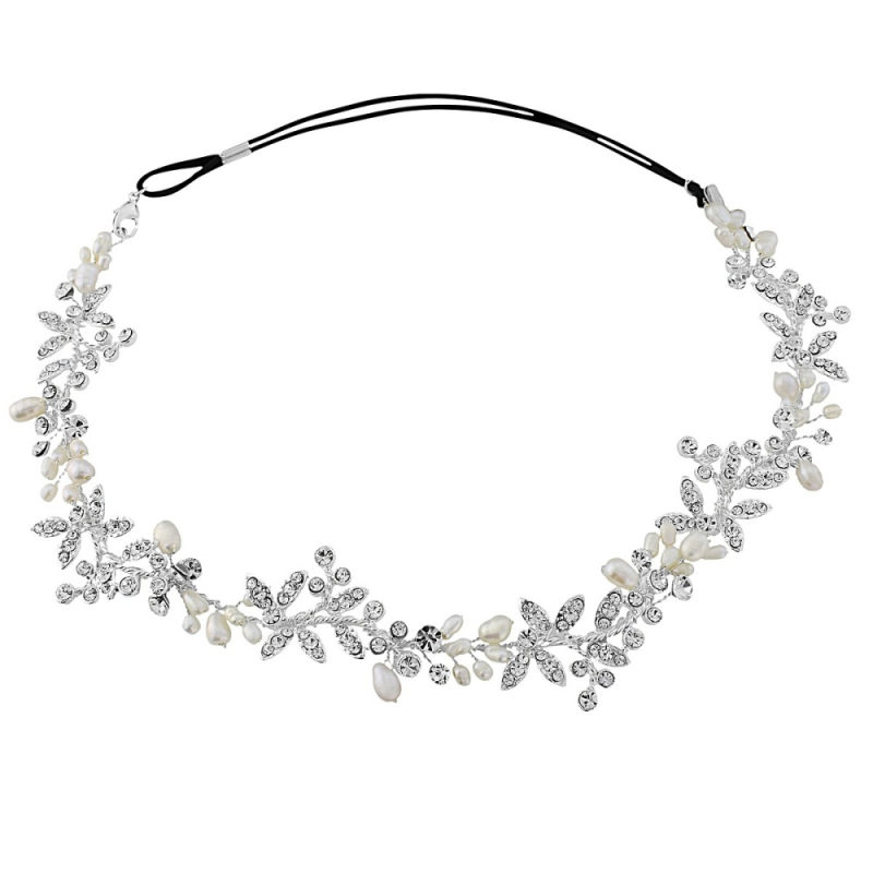 Camille crystal and silver hairvine