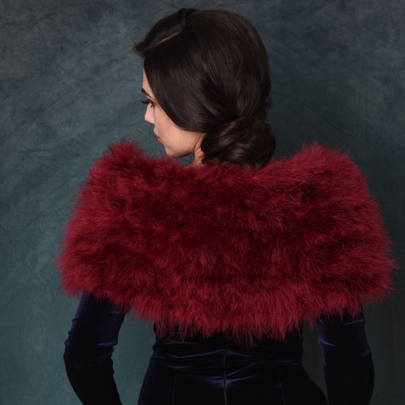 Wine marabou feather stole