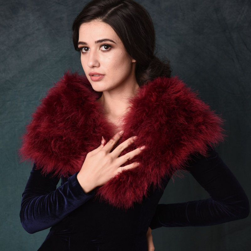 Wine marabou feather stole