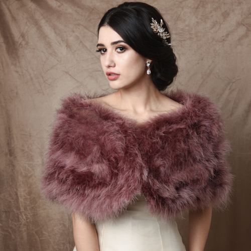 Dusky plum marabou feather wrap
