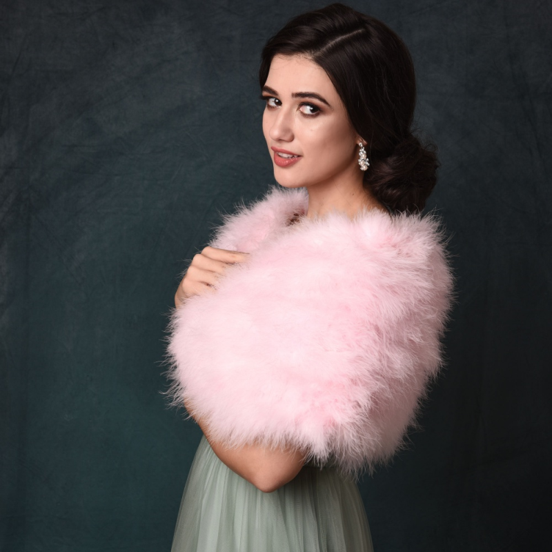 Baby pink marabou feather wrap