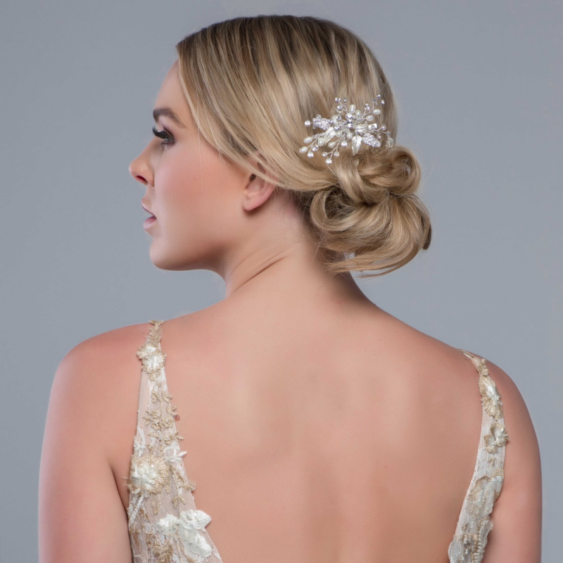 Giulia flower silver hairslide