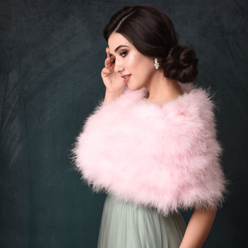 Baby pink marabou feather wrap