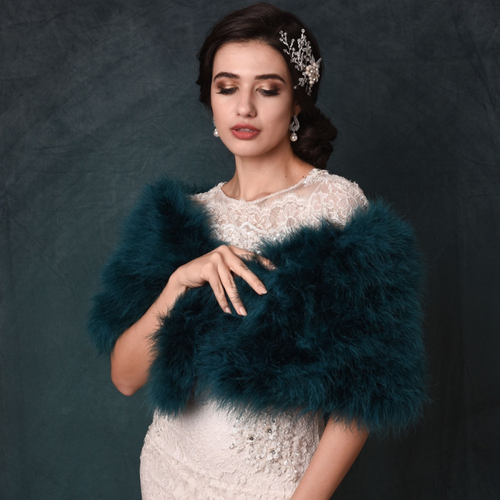 Teal marabou feather wrap