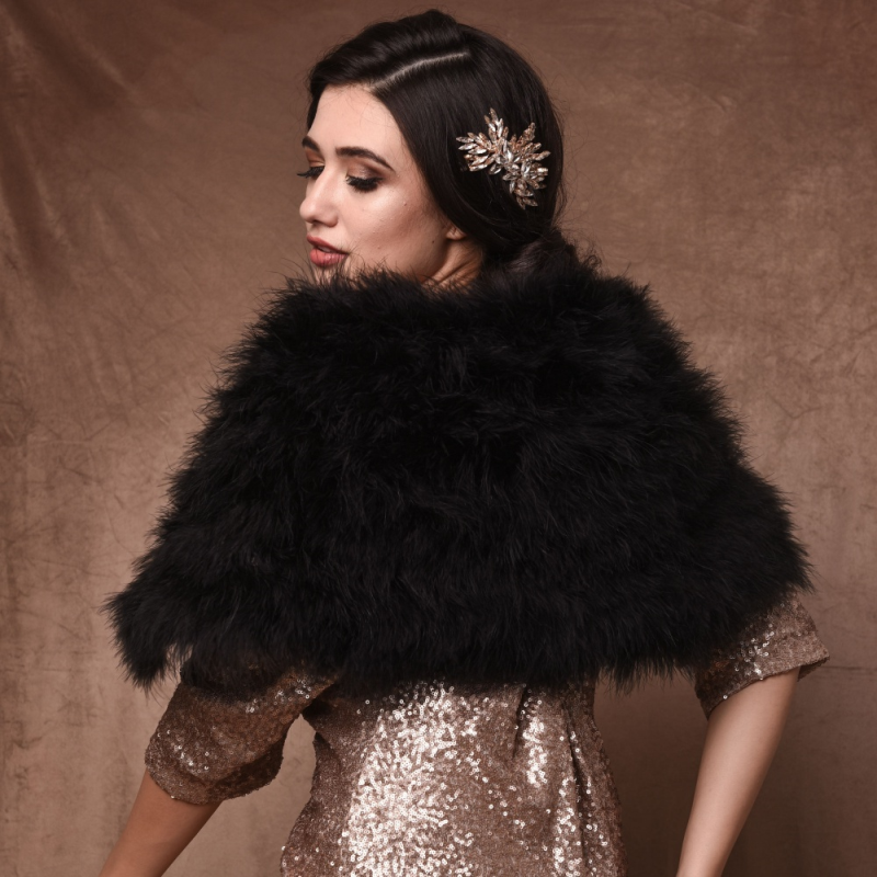 Black marabou feather wrap