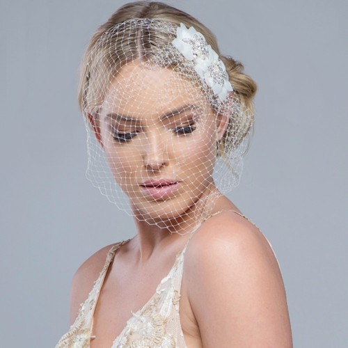 Meri flower birdcage veil