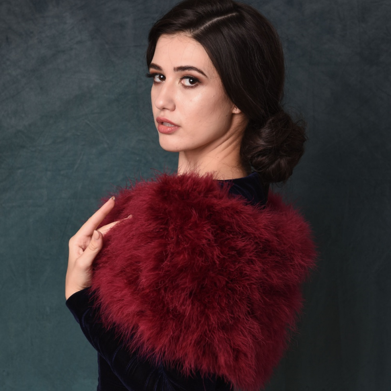 Wine marabou feather stole