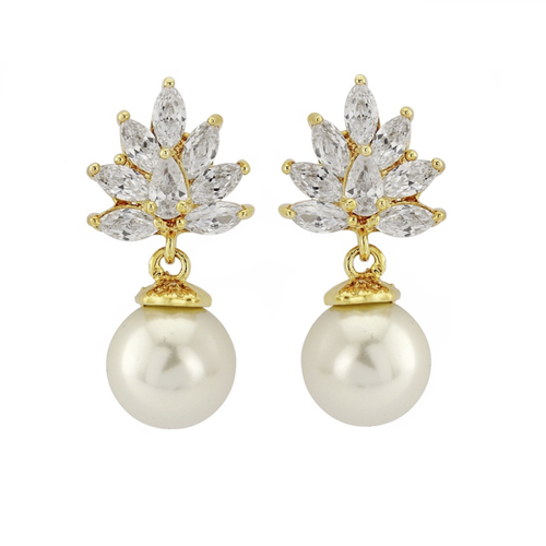 Zara crystal and pearl gold earrings