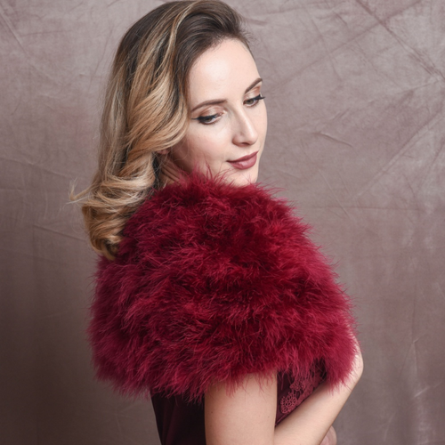 Wine marabou feather stole