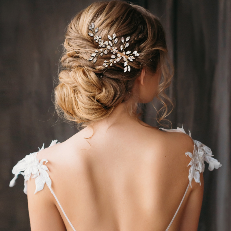 Holly crystal silver hair comb