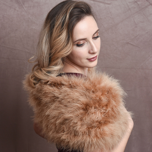 Caramel marabou feather stole