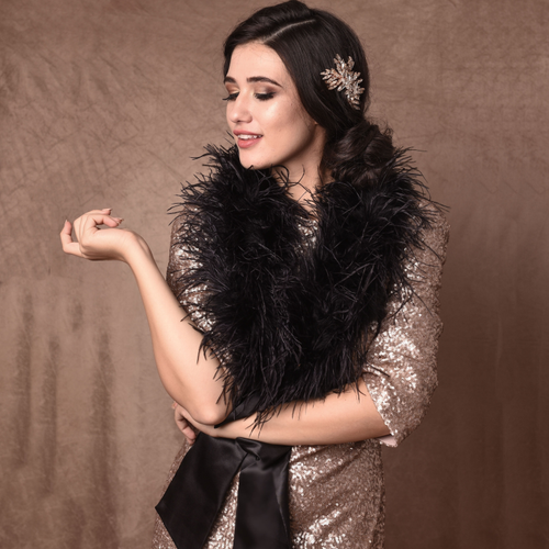 Black ostrich feather stole