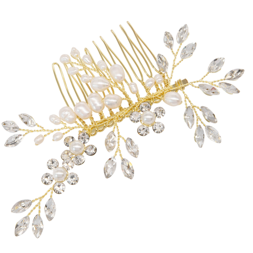 Holly crystal gold hair comb