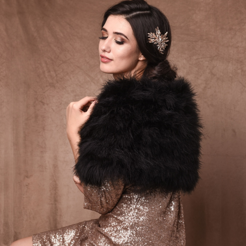 Black marabou feather wrap