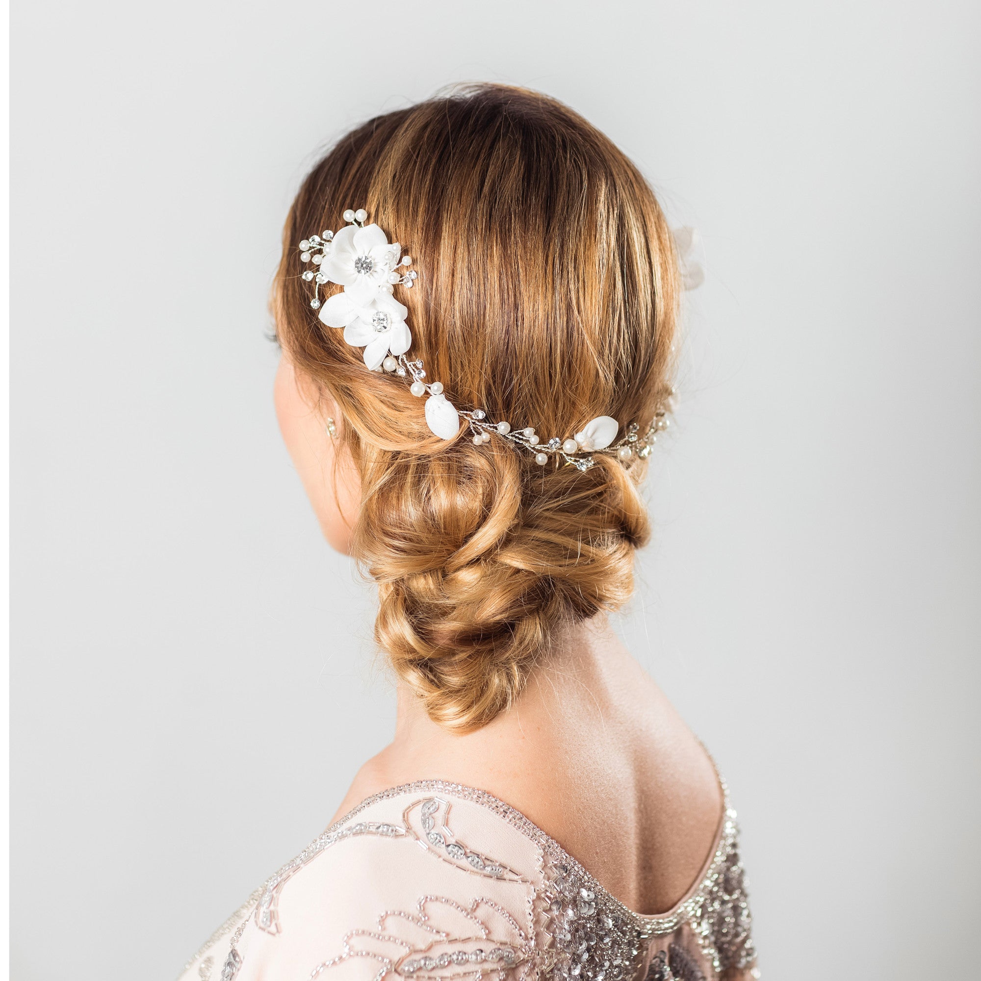 Anais crystal rose gold floral hairvine
