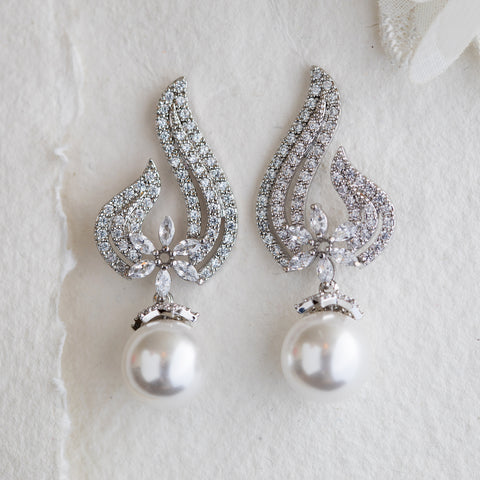 Diamond pearl cheap earrings designs